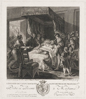 KG 14012
<br/>
Léonardo da Vinci stervend in de armen van François I
<br/>
<em>Garreau, Louis (werkz. 1782-1791)</em>